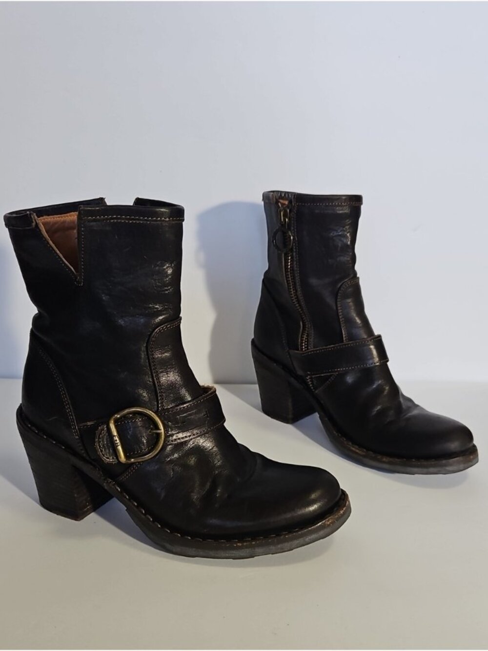 Fiorentini + Baker Dark Brown Leather Side Zip Moto Boots